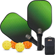 Gorilla Gear USAPA Approved Pickleball Paddle Set of 2 with Pickleball Balls & Bag - Green