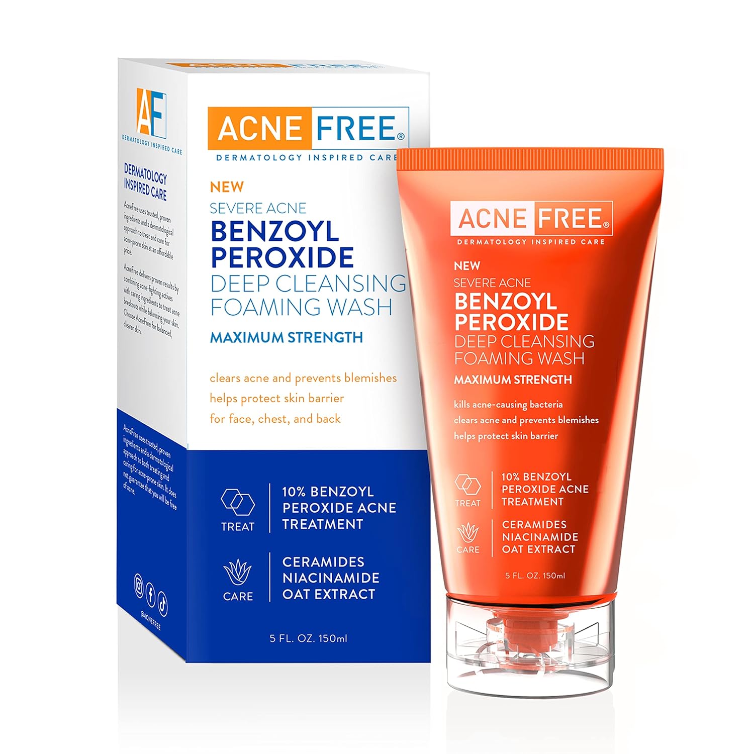 AcneFree Severe Acne 10% Benzoyl Peroxide Deep Cleansing Foaming Wash, 5 fl. oz.