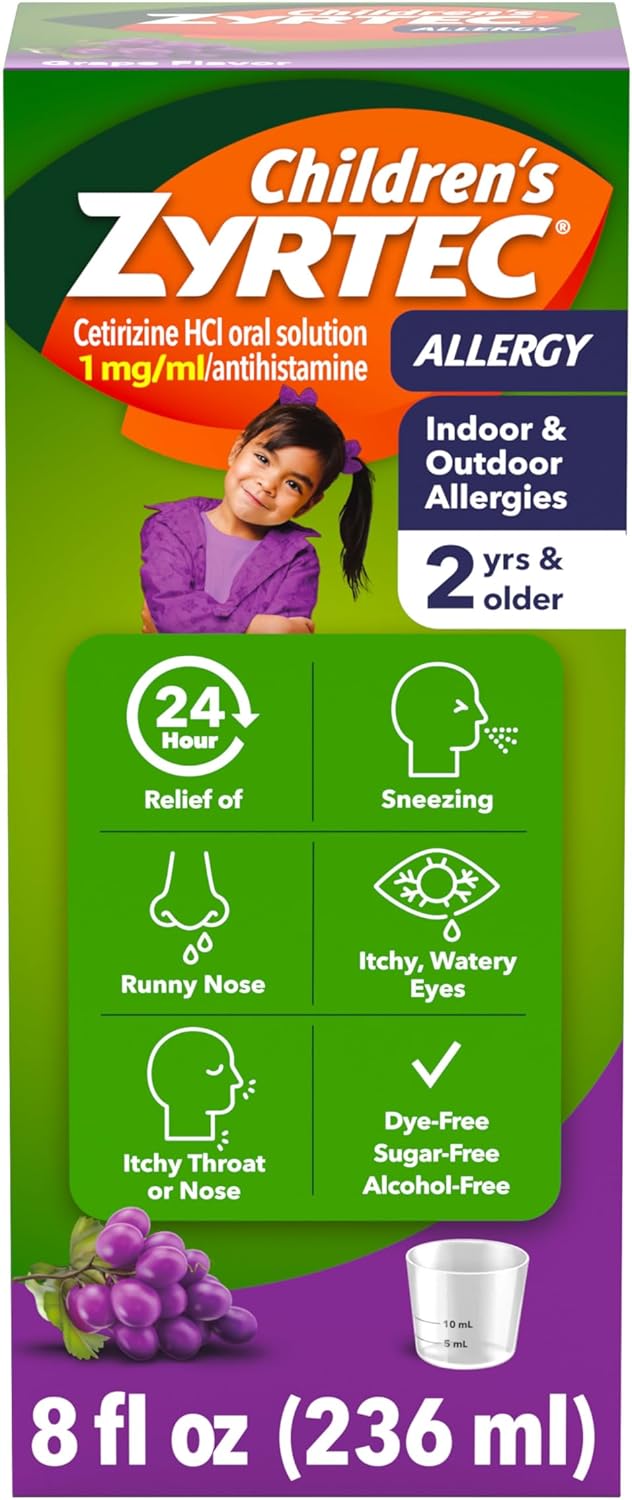 Children's Zyrtec 24 Hour Allergy Relief Syrup (Cetirizine HCl) - Grape, 8 fl. oz.