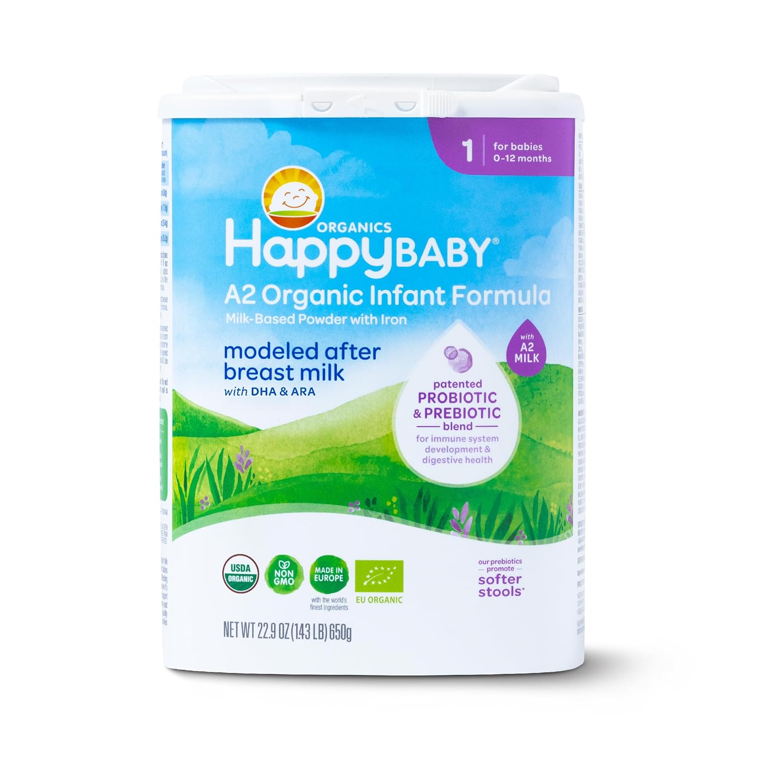 Happy Baby A2 Organic Infant Formula Powder, Stage 1 - 22.9 oz