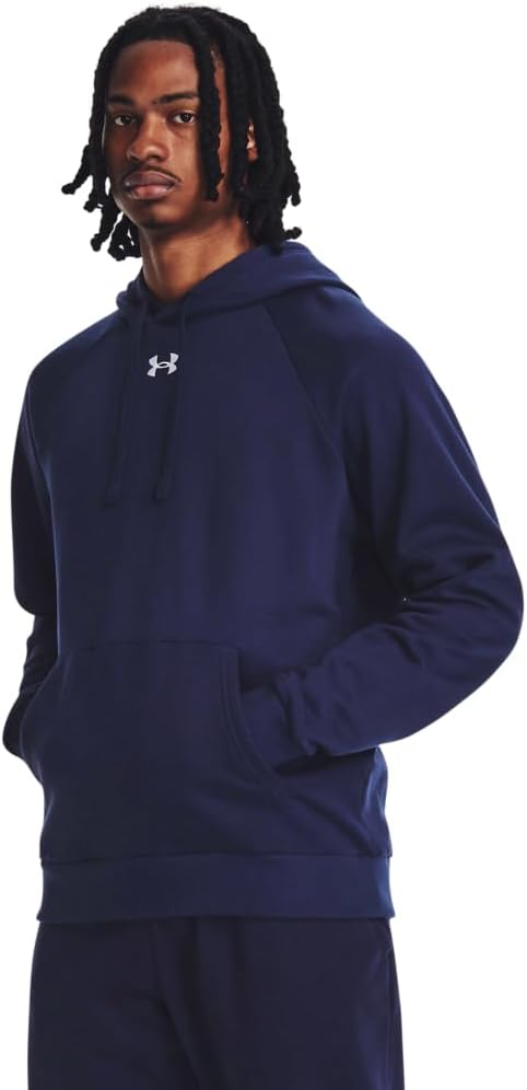 Under Armour Men's Rival Fleece Hoodie - Midnight Navy & White, Size Medium