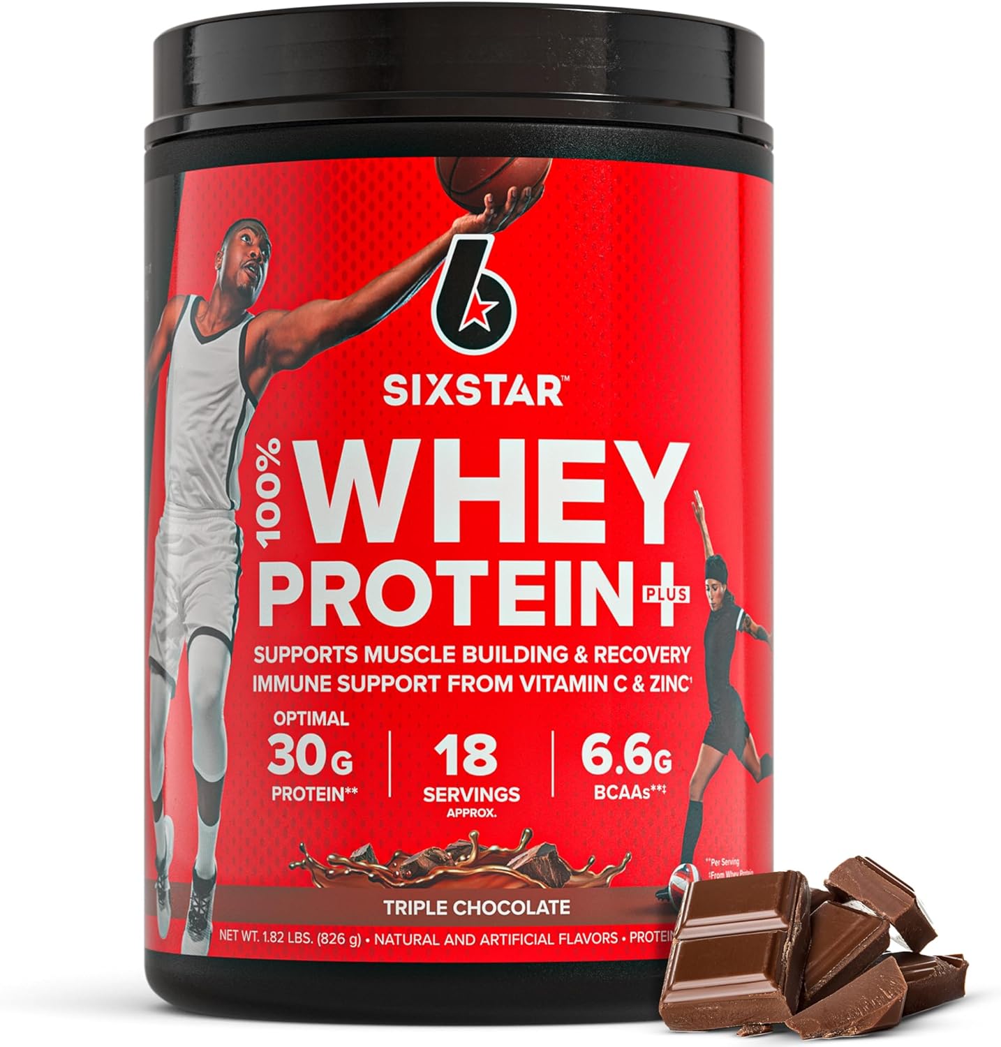 Six Star 100% Whey Protein Plus Powder - Triple Chocolate, 1.82lbs
