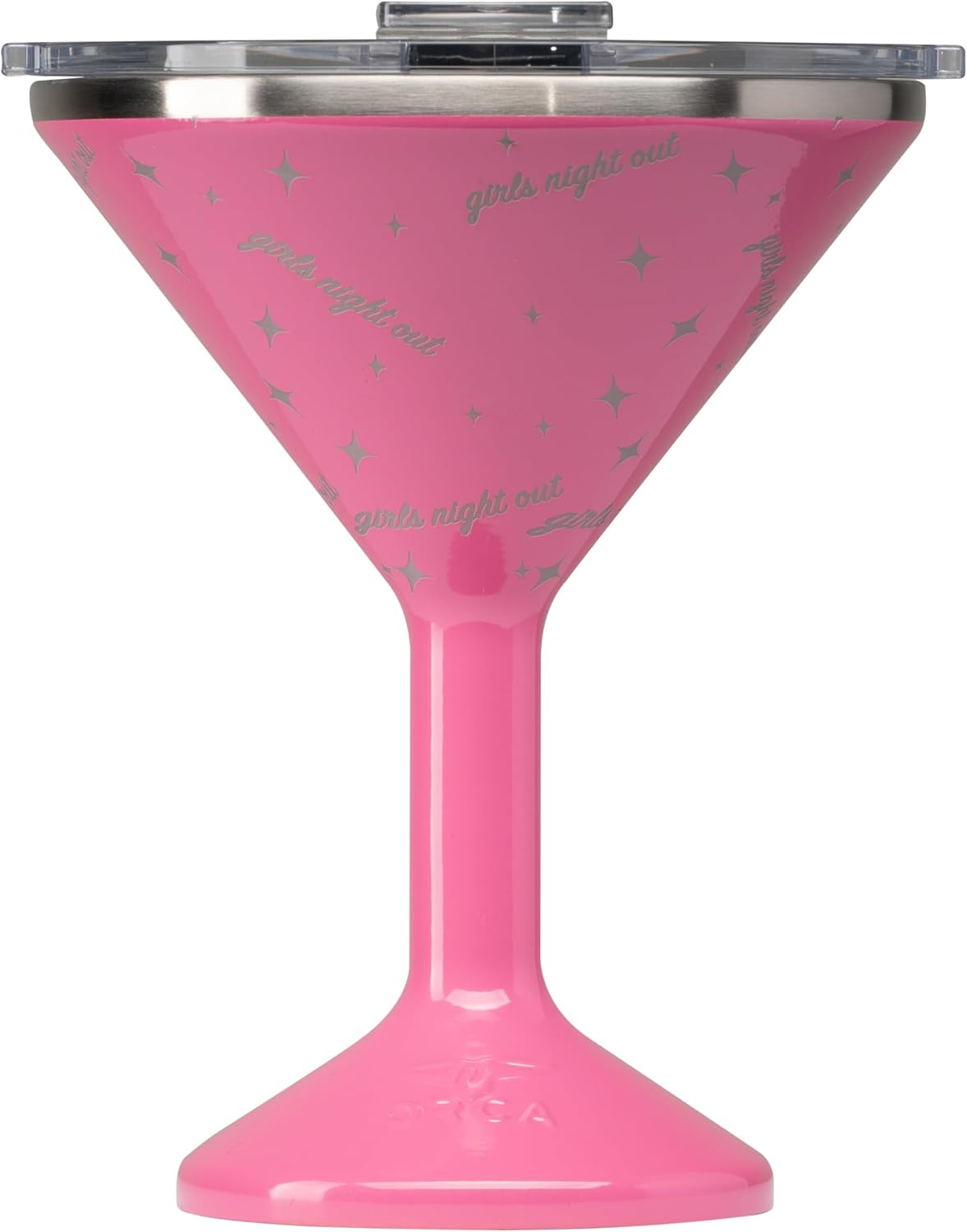 ORCA Tini 13 oz Insulated Martini Glass, Stainless Steel Tumbler, Pink "Girls Night Out"