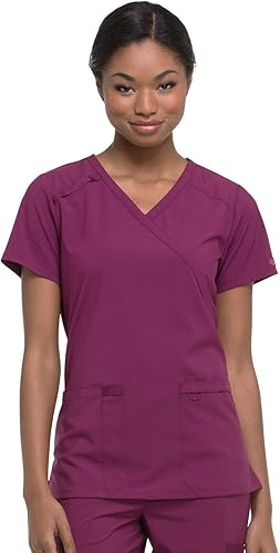 Dickies Women's EDS Signature Mock Wrap Scrub Top - Wine, Size Large