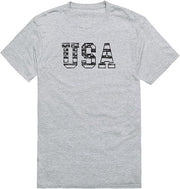 Rapiddominance Crew Neck Distressed USA T-Shirt - Heather Gray, Size M