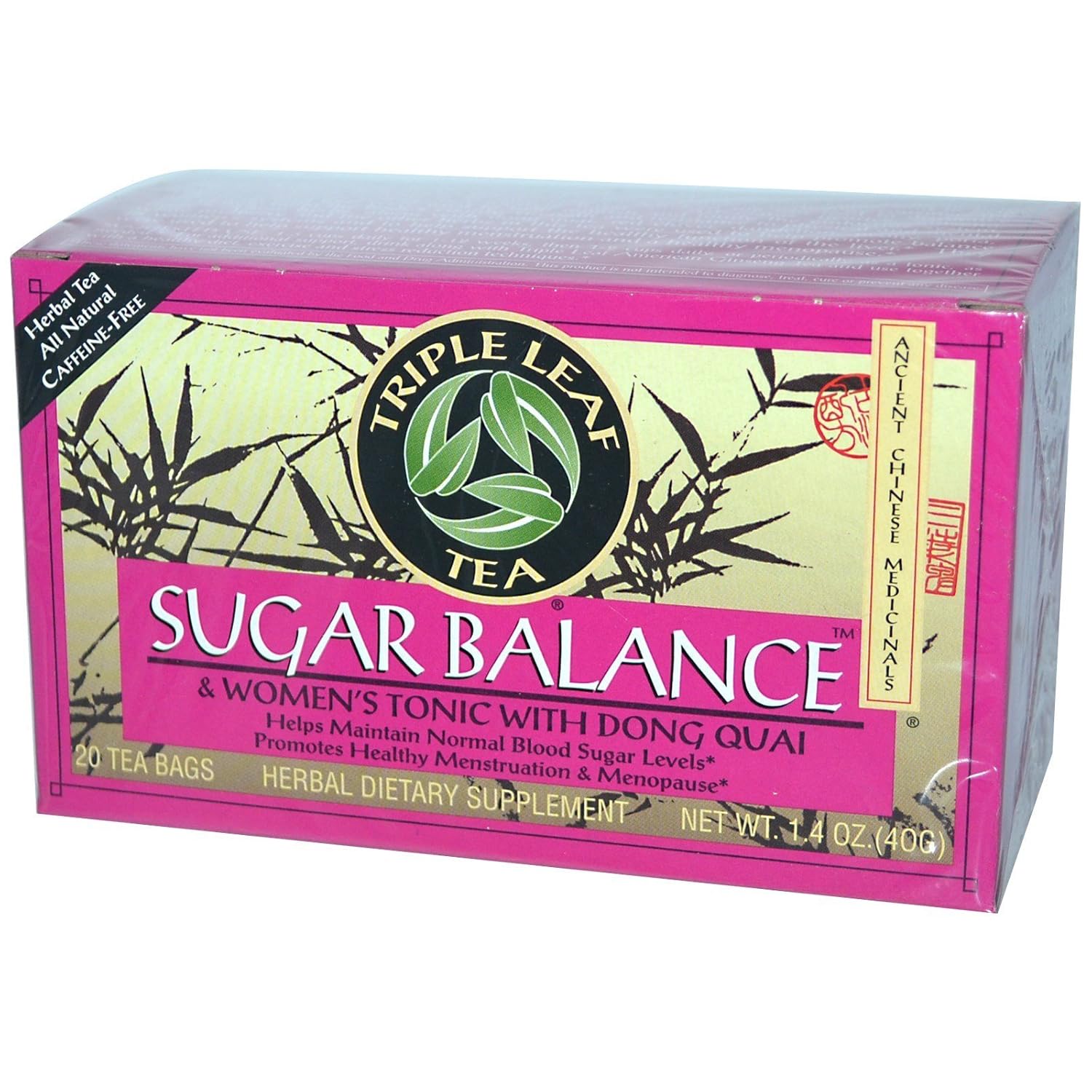 Triple Leaf Tea Herbal Sugar Balance & Women's Tonic with Dong Quai - 20 Tea Bags
