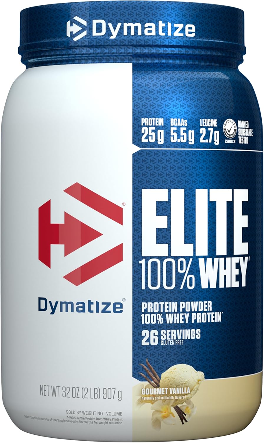 Dymatize Elite 100% Whey Protein Powder, Gourmet Vanilla, 2lb