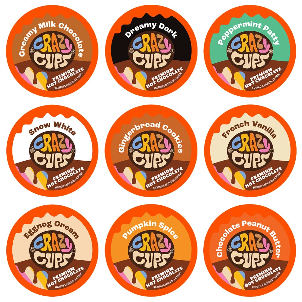 Crazy Cups Seasonal Premium Hot Chocolate Single Serve Keurig K-Cup Pods - Variety Pack Sampler, 40 Count
