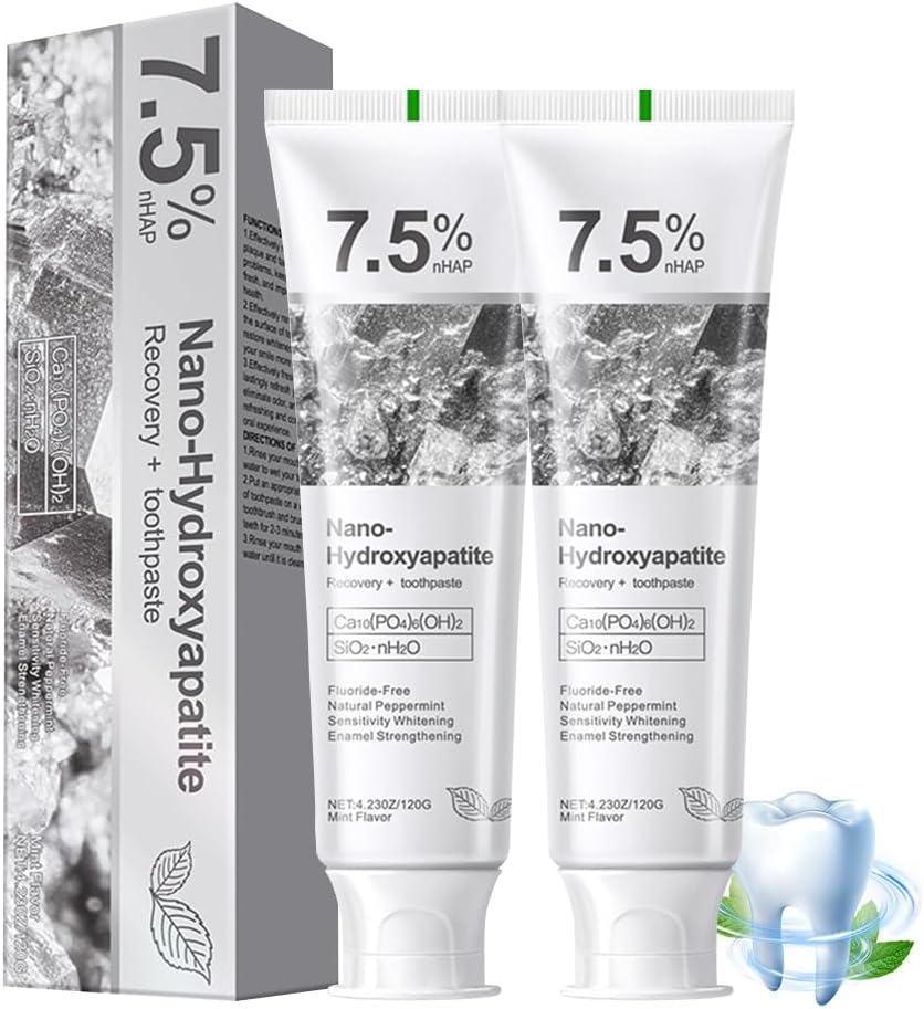 MoonGaze 7.5% Hydroxyapatite Toothpaste, Fluoride-Free for Sensitive Teeth - Gentle Mint, 4.23oz (2 Pack)