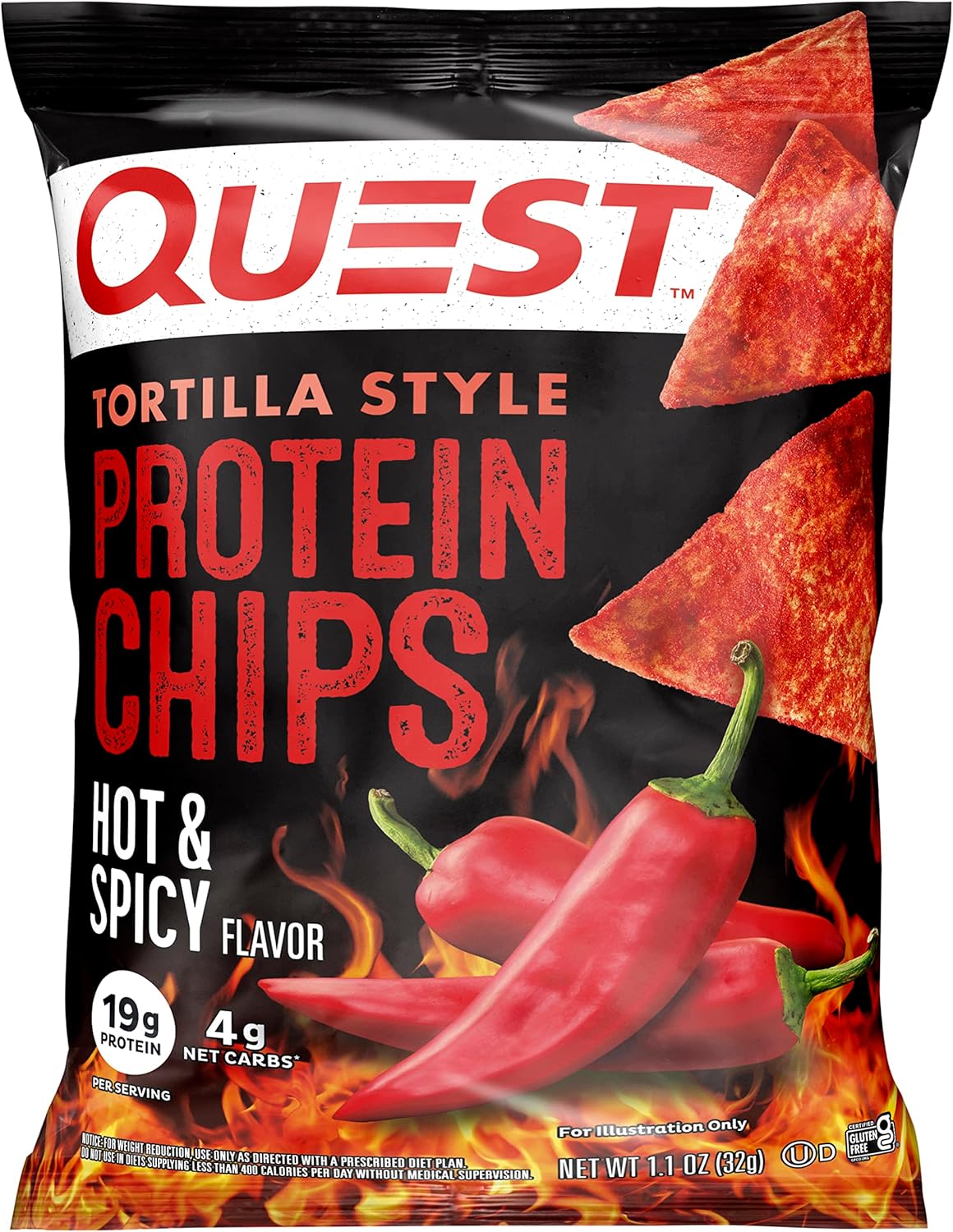 Quest Tortilla Style Protein Chils - Hot & Spicy, 1.1oz (12 Pack)