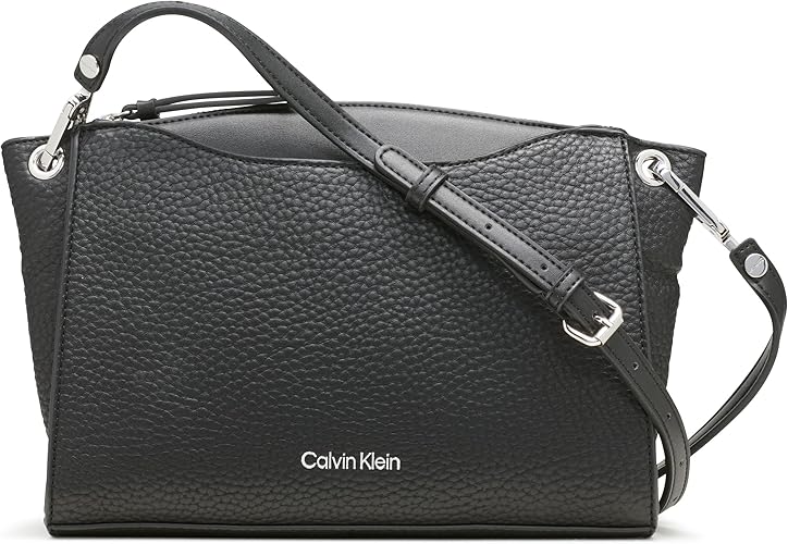 Calvin Klein Garnet Top Zip Crossbody Purse - Black/Silver