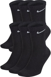 Nike Unisex Adult Everyday Cushioned Crew Socks (6 Pair) - Black, Medium