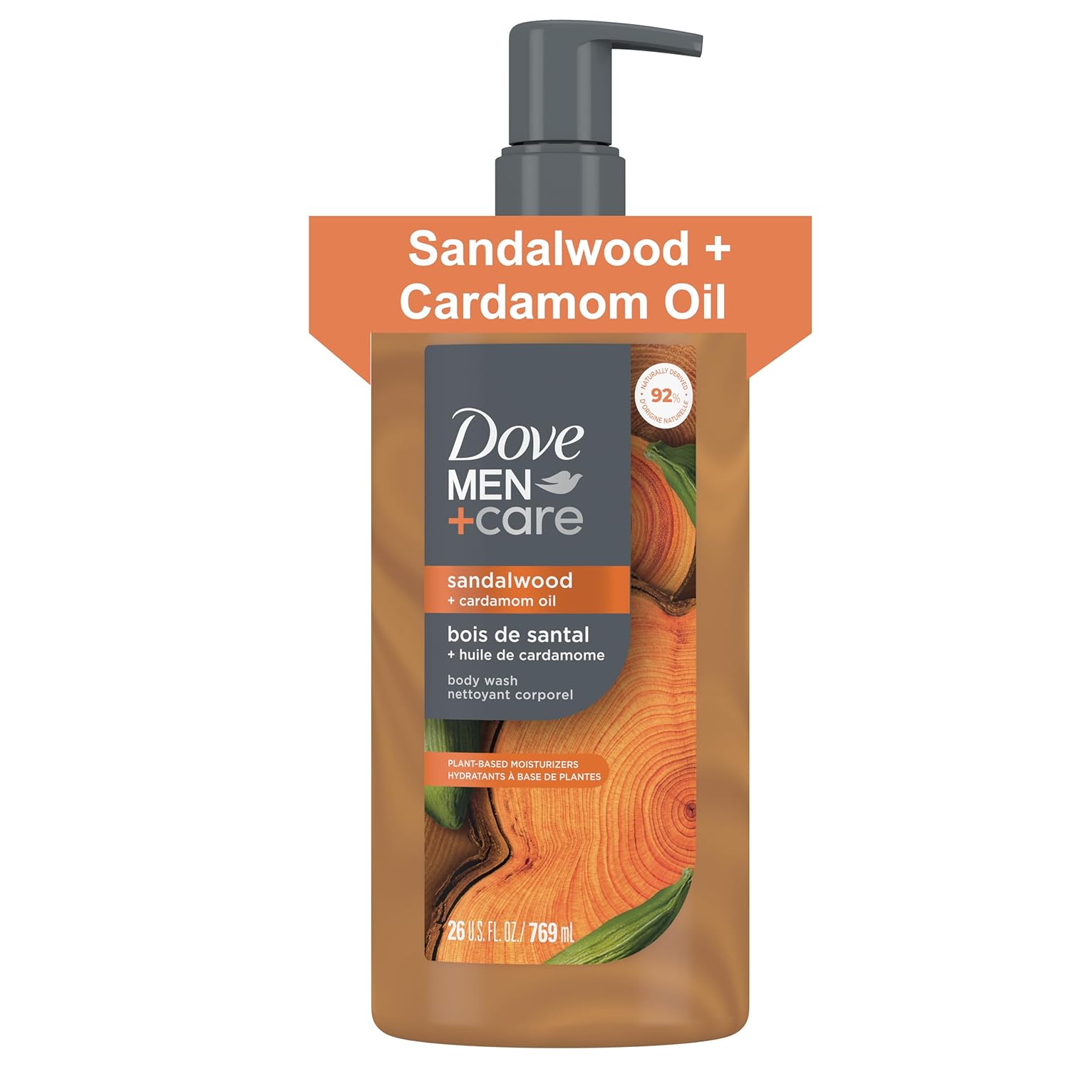 Dove Men+Care Plant-Based Moisturizing Body Wash - Sandalwood + Cardamom Oil, 26 fl. oz.