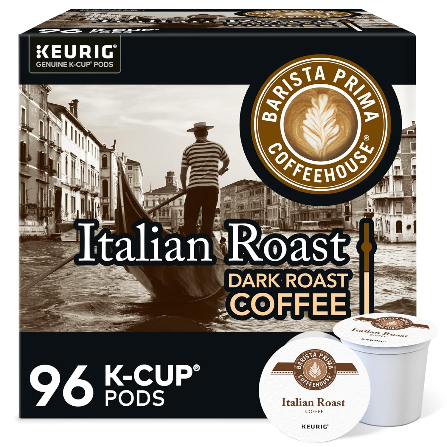 Barista Prima Coffeehouse Decaf Italian Roast Keurig K-Cup Coffee Pods, 96ct