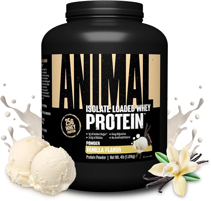 Animal Isolate Loaded Whey Protein Powder - Vanilla, 4lbs.
