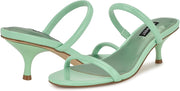 Nine West Women's Berri Slip-On Open Toe Dress Sandals - Light Green Patent, Size 8
