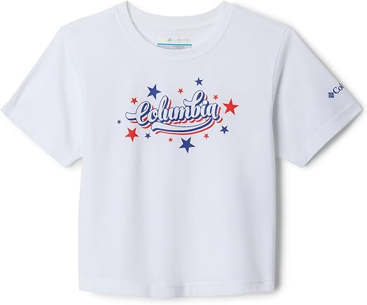 Columbia Girls' La Poudre Pass Short Sleeve T-Shirt - White Elevated Patriot, Size YS