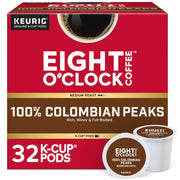 Eight o'Clock Coffee 100% Colombian Peaks Medium Roast Keurig K-Cup Coffee Pods, 32ct