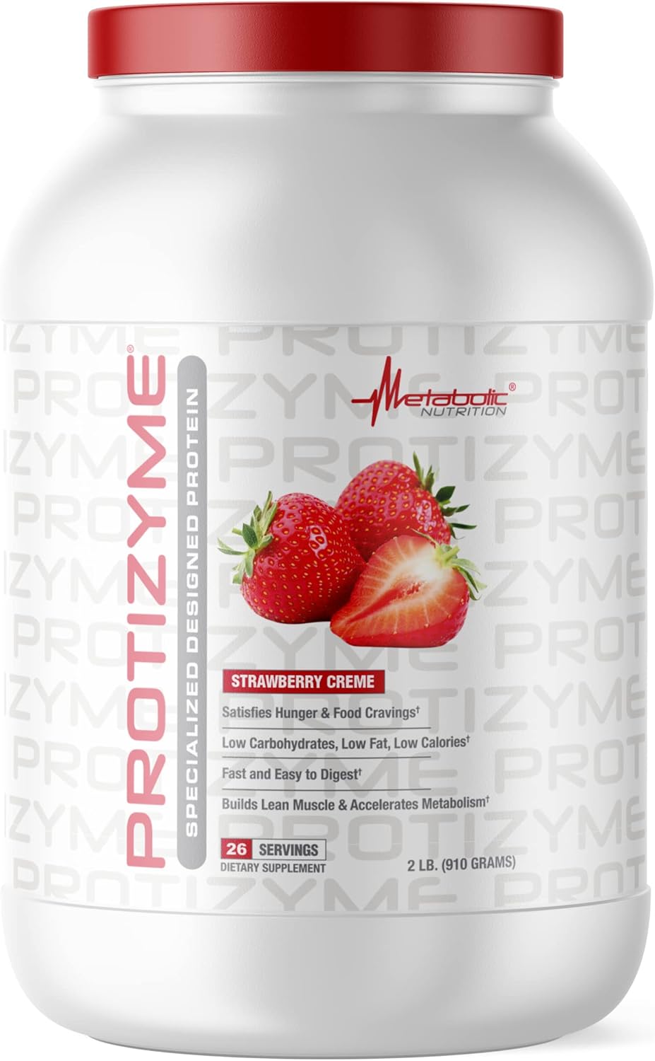 Metabolic Nutrition Protizyme 100% Whey Protein Powder - Strawberry Cream, 2lb