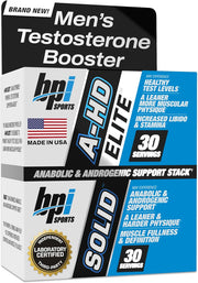 BPI Sports A-HD Elite + Solid Testosterone Booster for Men, 30 Servings