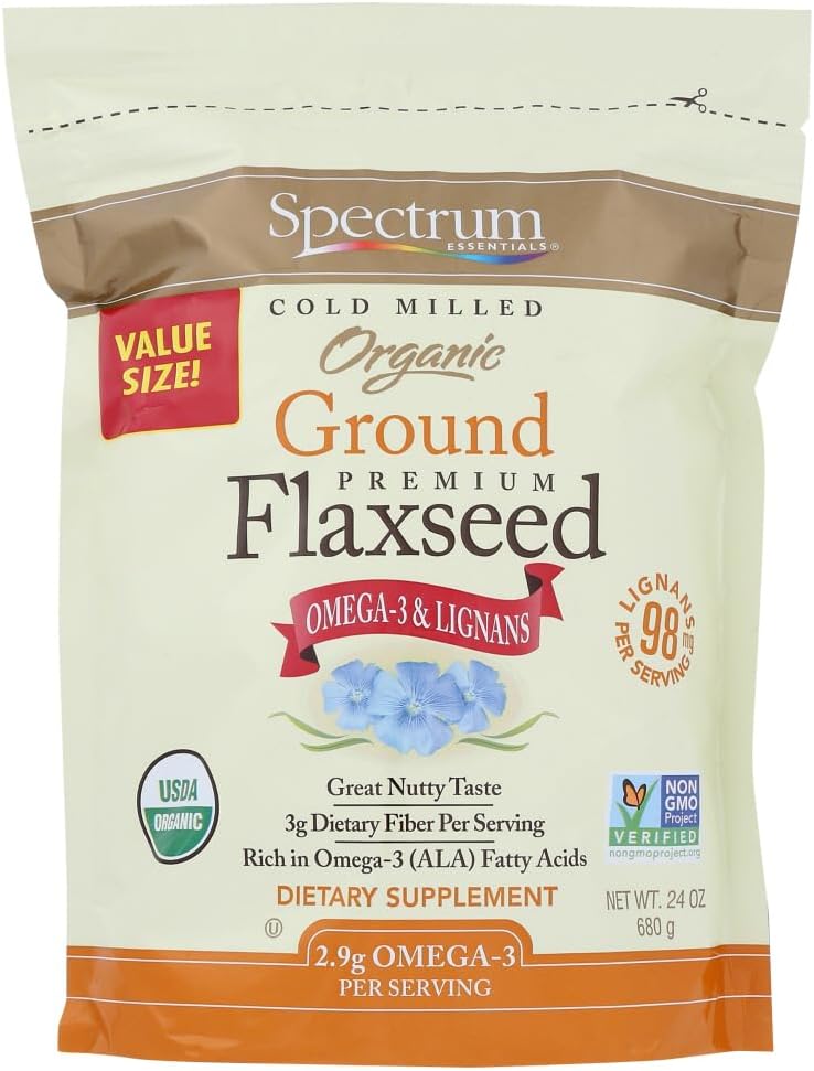 Spectrum Essentials Cold Milled Organic Ground Premium Flaxseed, 24 Oz