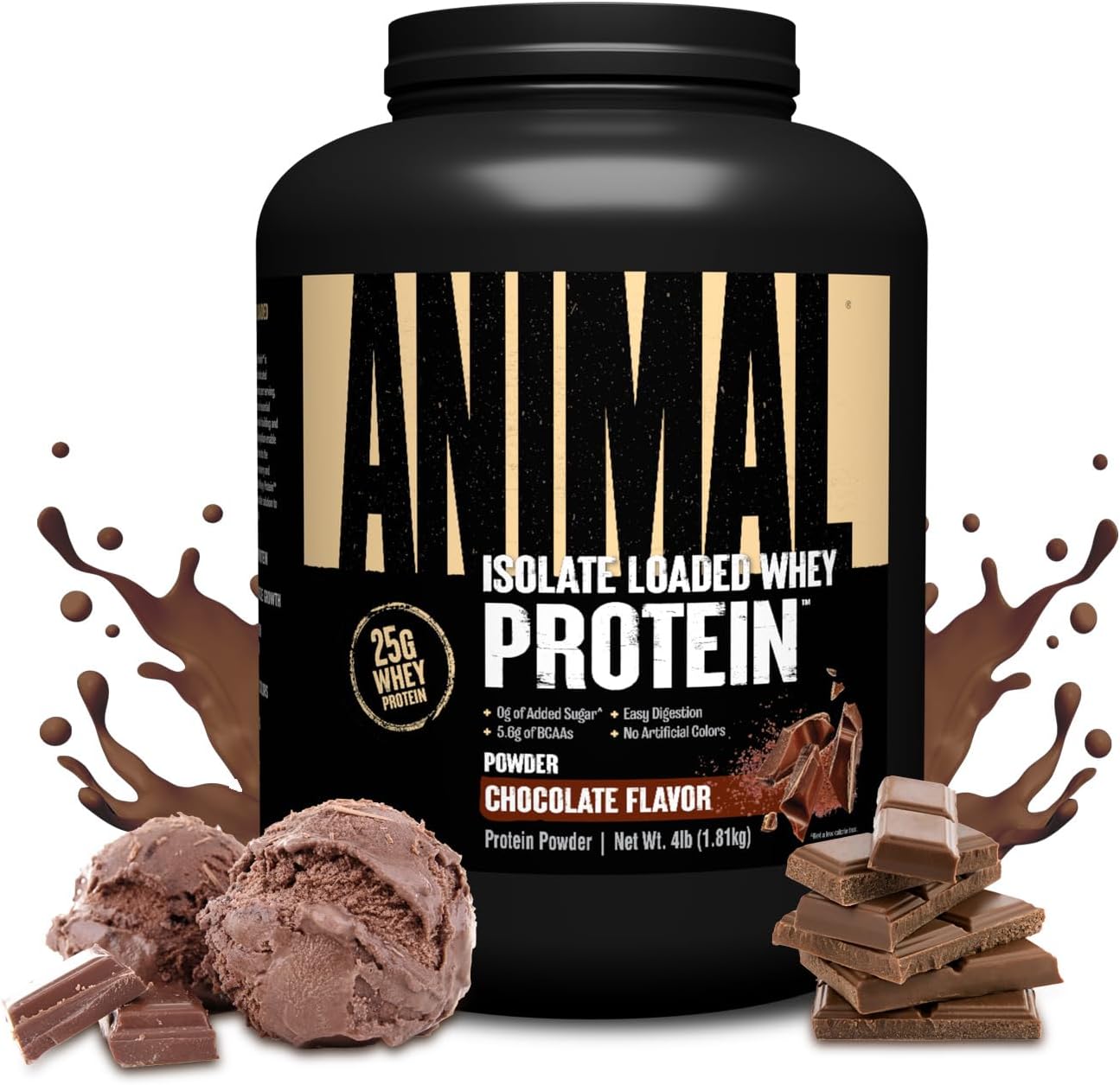 Animal Isolate Loaded Whey Protein Powder - Chocolate, 4lb (53 Servings)