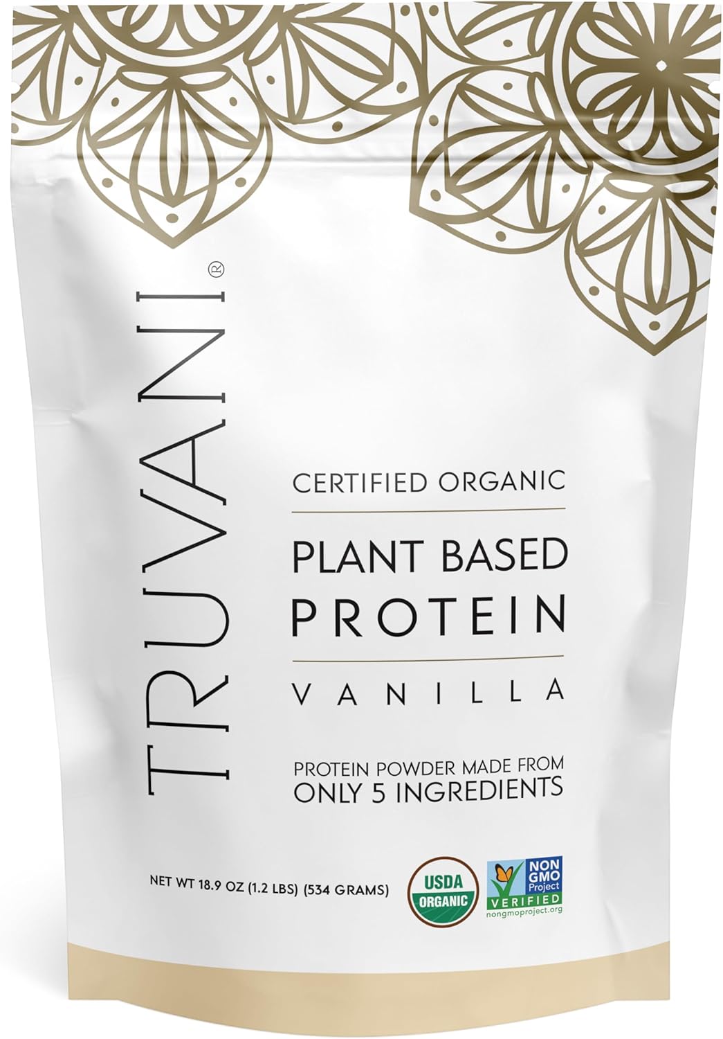 Truvani Organic Vegan Plant-Based Protein Powder - Vanilla, 18.9 oz