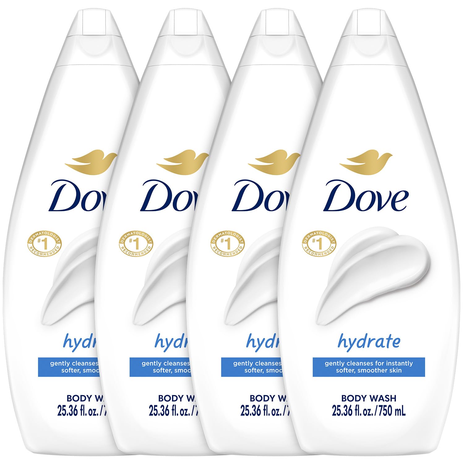 Dove Body Wash - Hydrate Moisturizing Cleanser, 25.36 fl. oz. (4 Pack)