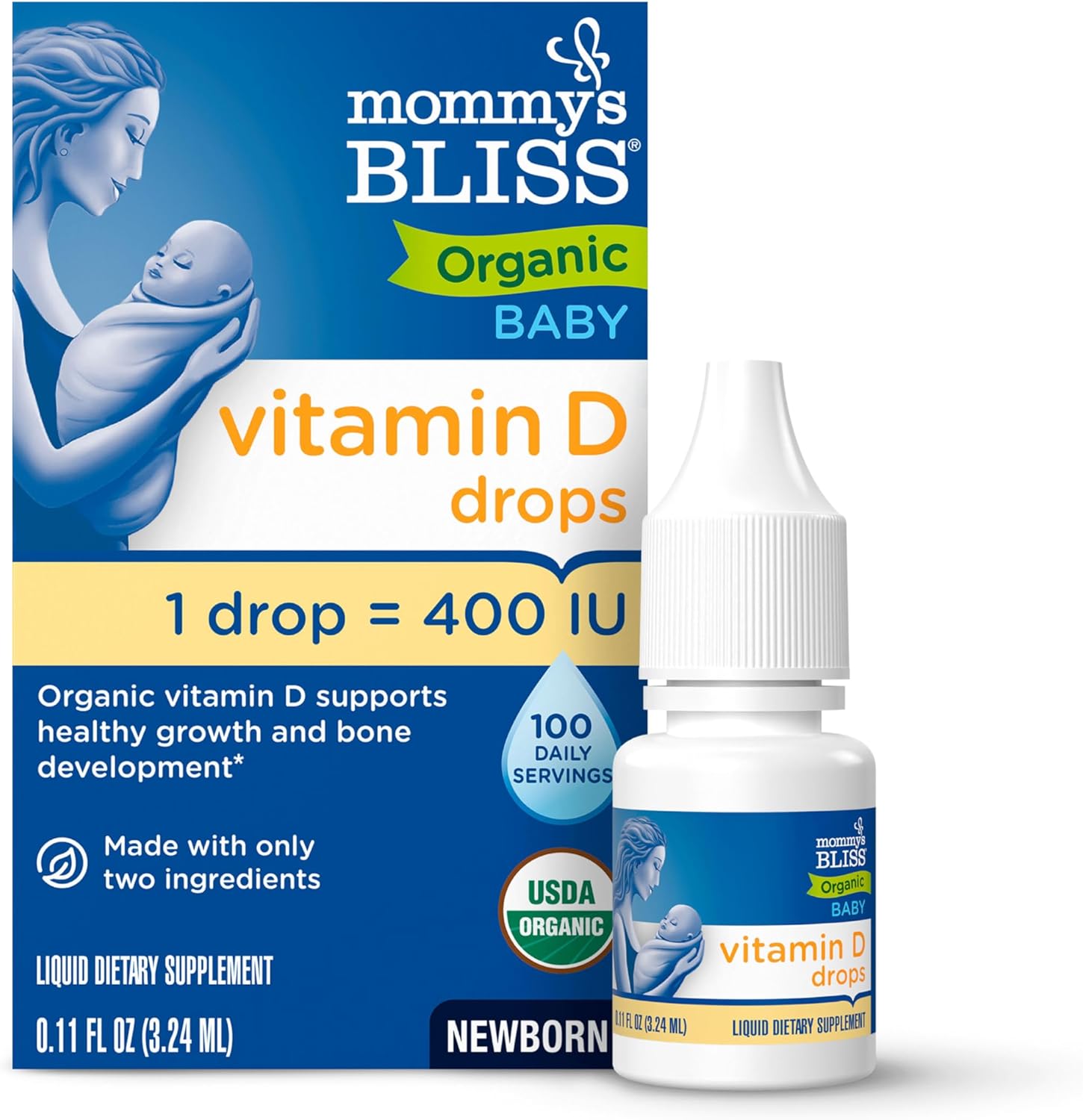 Mommy's Bliss Organic Baby Vitamin D Drops (400 IU) - 0.11oz (100 Servings)