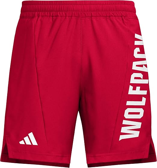 adidas Men's NCAA Training Team Graphic Woven Shorts - Red North Carolina State University, Size XS