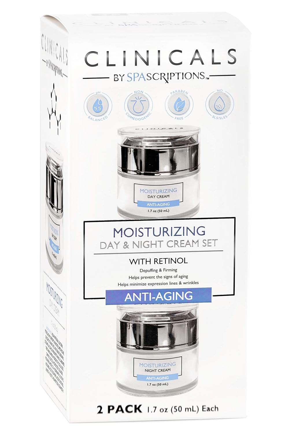 Clinicals Moisturizing Day & Night Cream Set With Retinol - 1.7 fl. oz. (2 Pack)