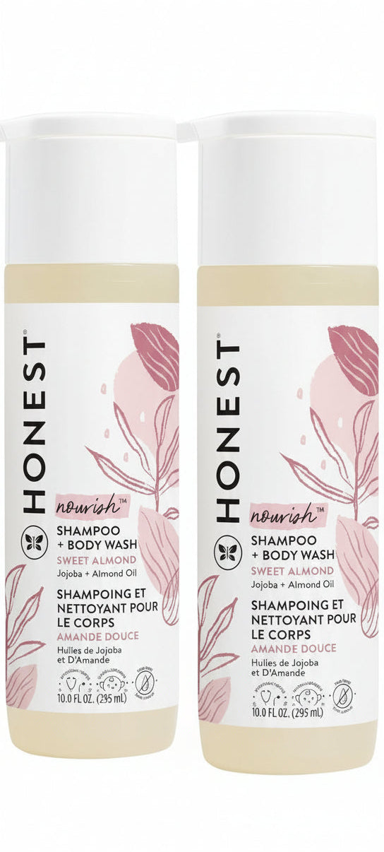 The Honest Company Nourish 2-in-1 Shampoo + Body Wash, Sweet Almond, 10 fl. oz. - 2 Pack