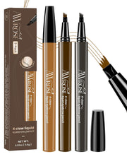 awrose 3D Microblading 4-Tip Eyebrow Pen - Dark Brown/Light Brown/Dark Gray, 3 Pack