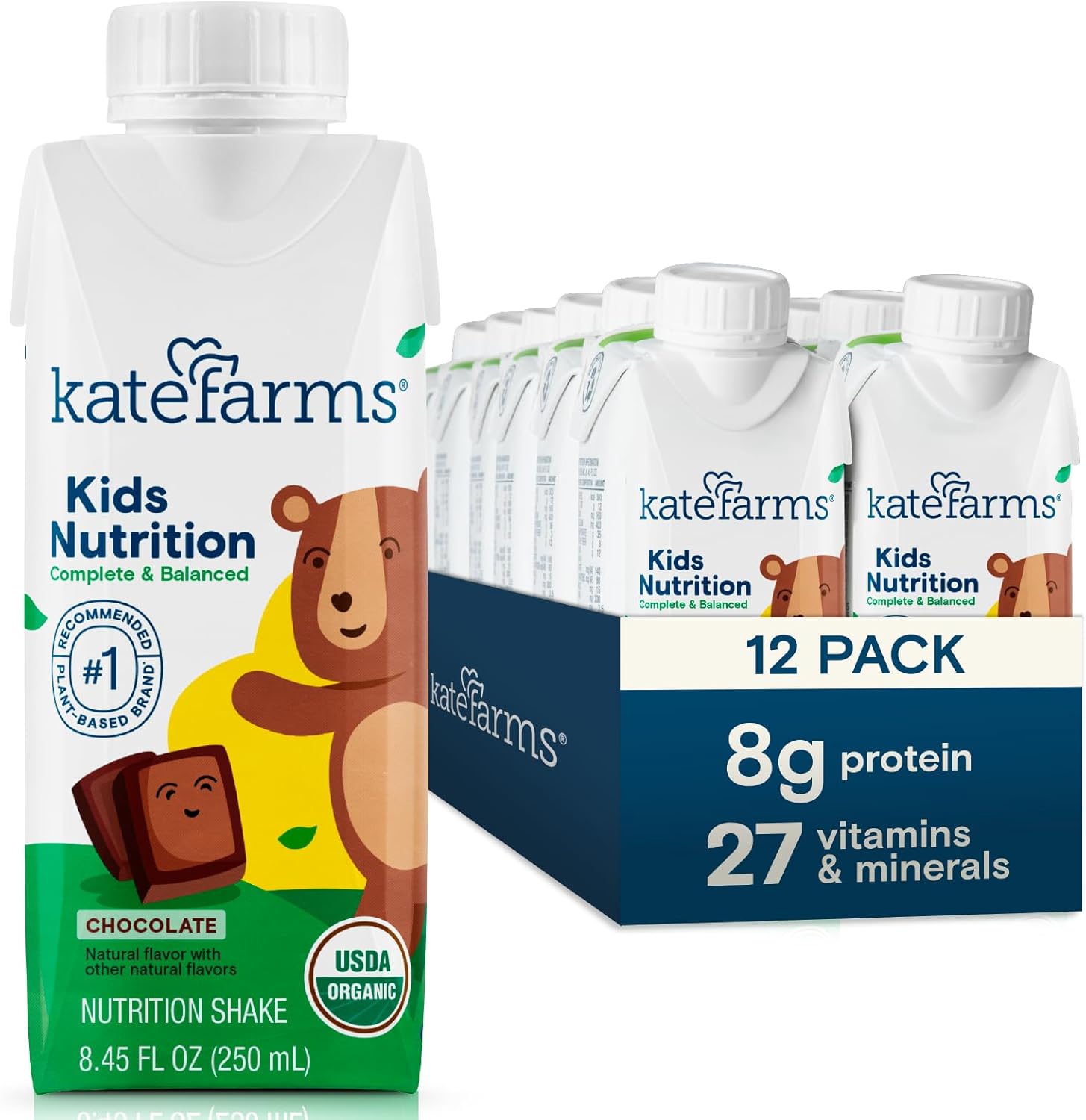 Kate Farms Organic Kids Nutrition Shake - Chocolate, 8.45 fl. oz. (12 Pack)