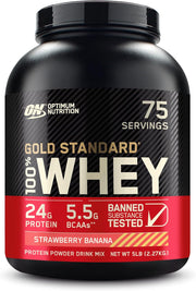 Optimum Nutrition Gold Standard 100% Whey Protein Powder - Strawberry Banana, 5lb.
