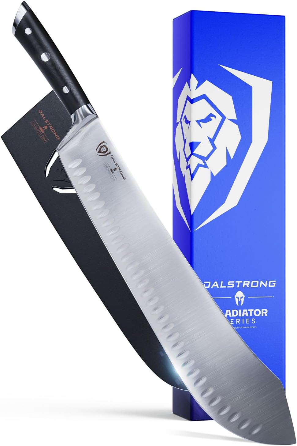 Dalstrong Gladiator Series Bull Nose Butcher Knife, 14" High Carbon Premium German Steel, Black G10 Handle