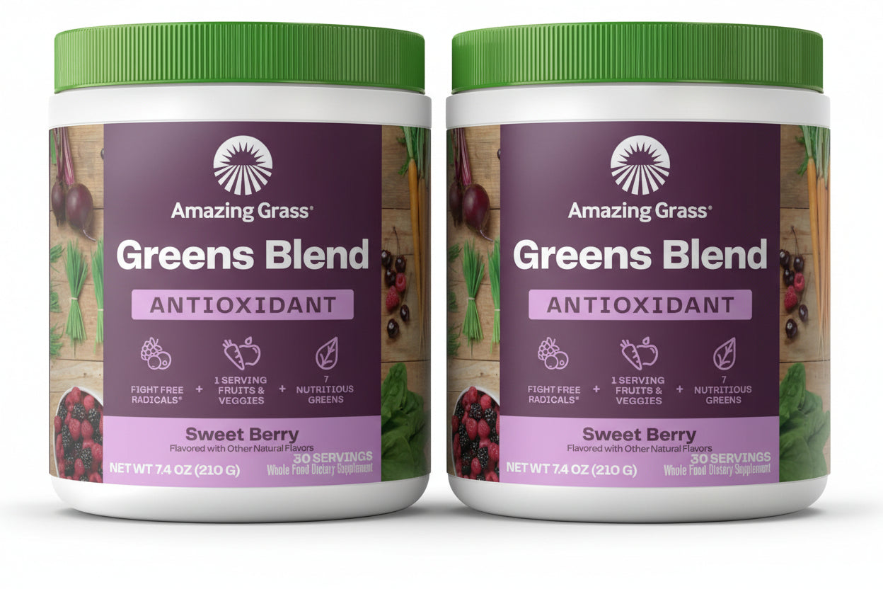 Amazing Grass Greens Blend Antioxidant Supplement Powder - Sweet Berry, 7.4 oz (2 Pack)