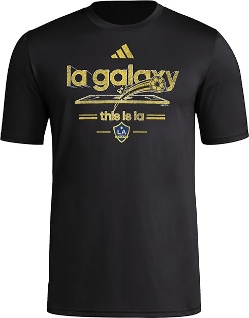 adidas Men's Los Angeles Galaxy Vintage World Pre-Game Short Sleeve T-Shirt - Black, Size L