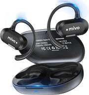 mivo Open Ear Wireless Earbuds, Lightweight & Soft Fit-Long Lasting Comfort, ENC Noise Cancelling, IPX7, Sweat Resistant (Mini OWS02)