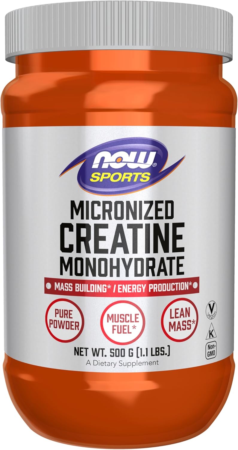 NOW Foods Micronized Creatine Monohydrate Powder - Unflavored, 1.1 lbs.