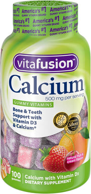 Vitafusion Calcium 500mg Gummy Vitamins for Bone & Teeth Support, Fruit & Cream Flavors, 100 Gummies
