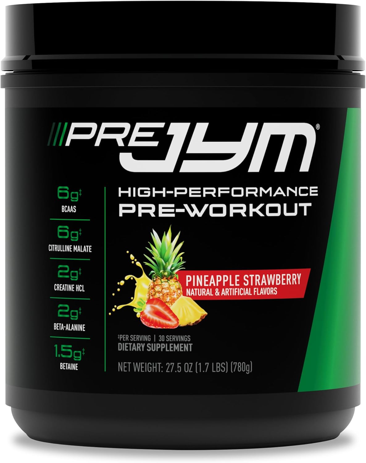 Pre JYM High-Performance Pre-Workout Powder, Pineapple Strawberry, 1.7 lbs.