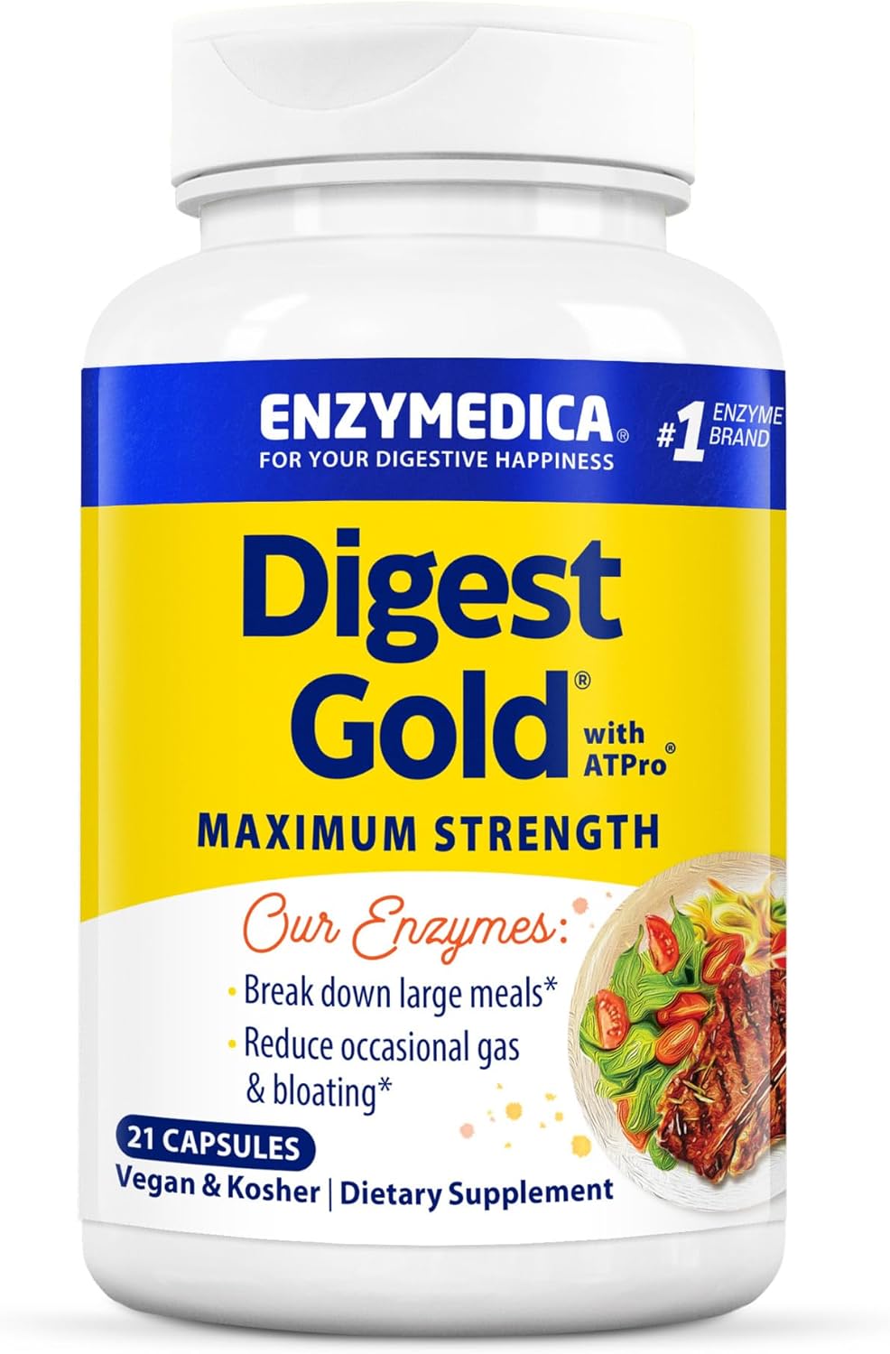 Enzymedica Digest Gold with ATPro  Maximum Strength Enzymes - 21 Capsules