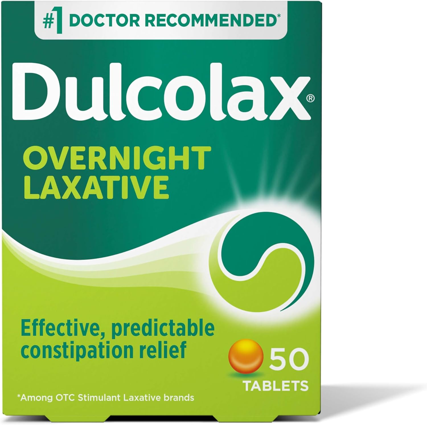 Dulcolax Overnight Relief Laxative Tablets, 5mg - 50ct