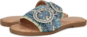 Nine West Women's Poland Open Toe Slip-On Casual Sandals - Blue Cream Multi, Size 11