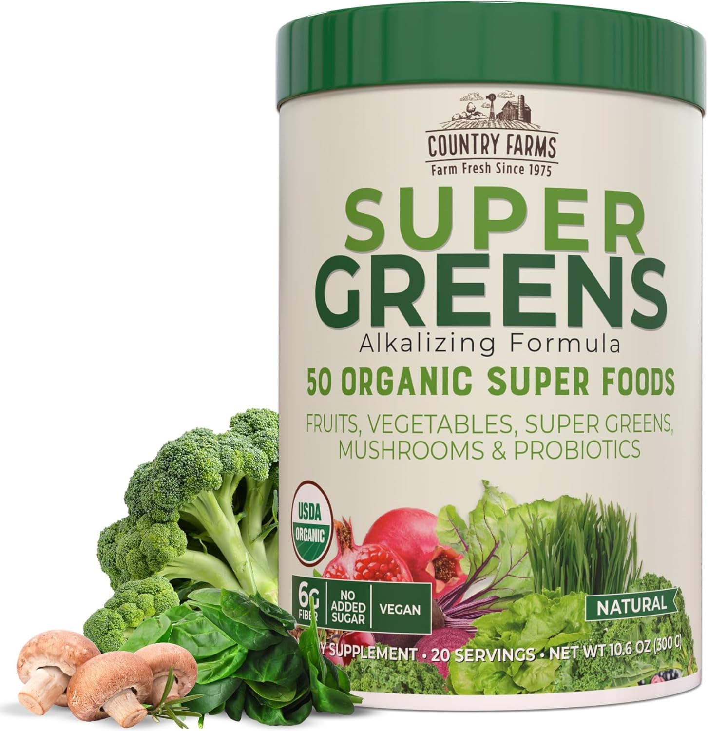 Country Farms Super Greens Drink Mix - Unflavored,  10.6 oz
