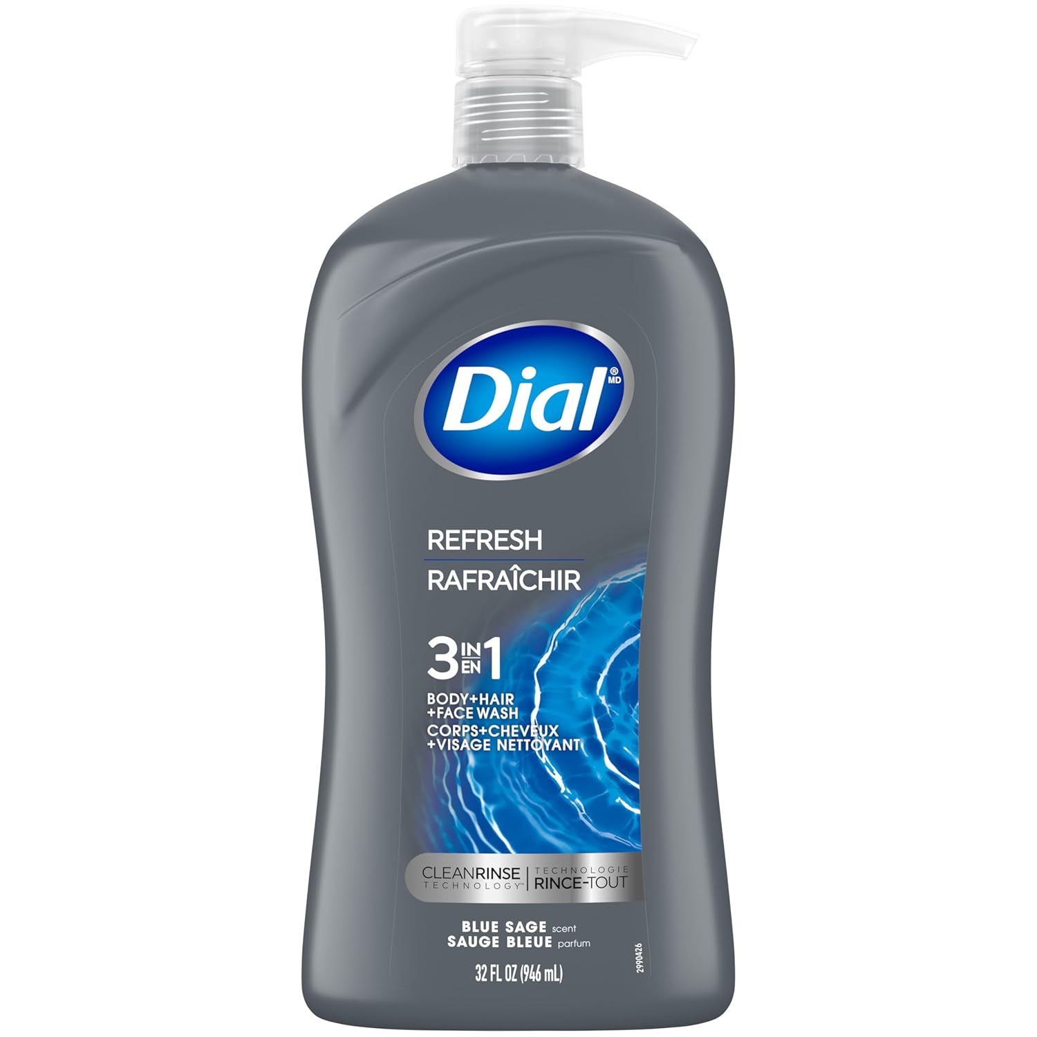 Dial Refresh Men's 3-in-1 Body, Hair, & Face Wash - Blue Sage, 32 fl. oz.