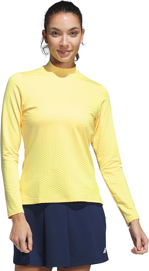 adidas Women's Beyond Two Tone Mesh Long Sleeve Shirt - Pure Sulfur, Size Medium