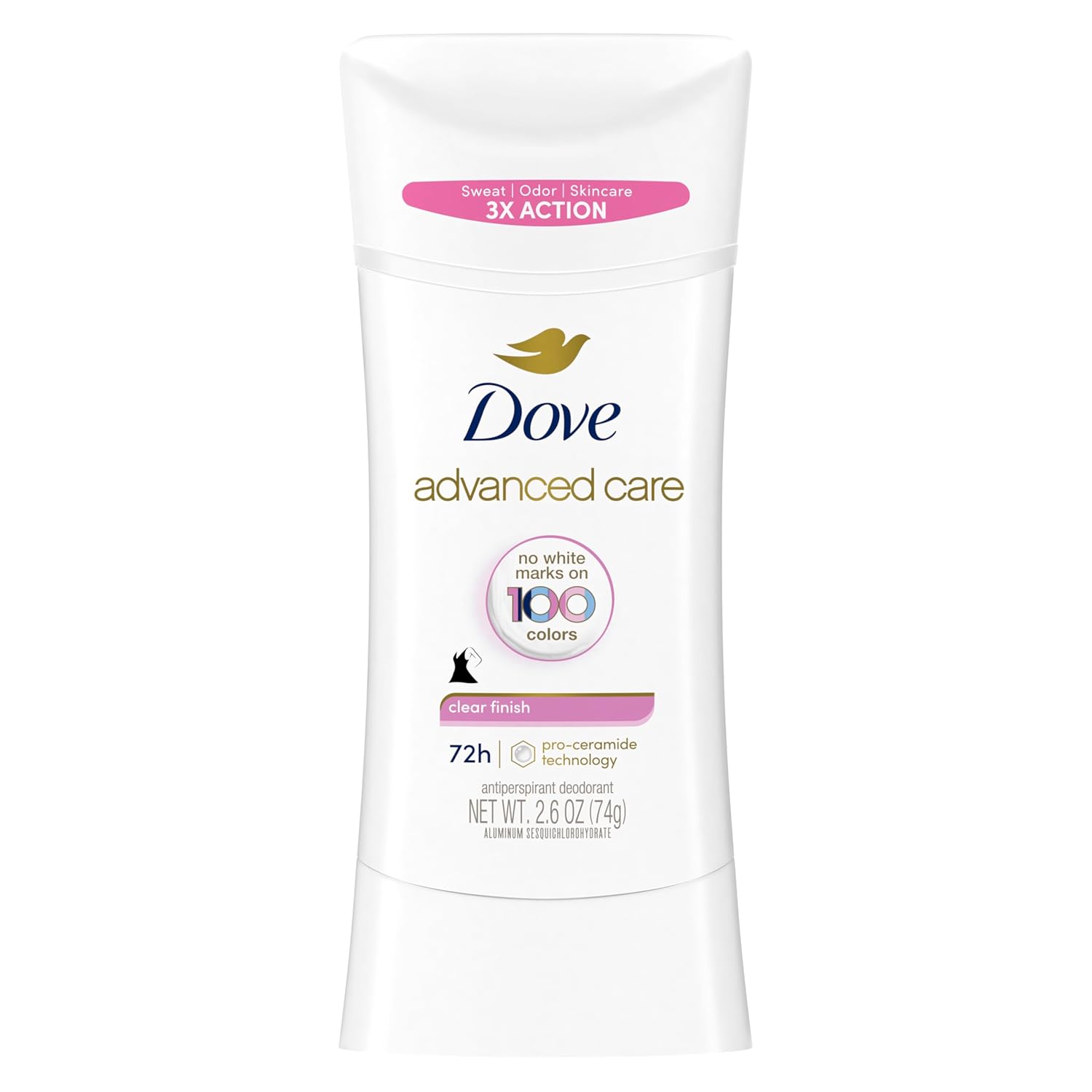 Dove Advanced Care Women's Invisible 48h Antiperspirant Stick - Clear Finish, 2.6oz