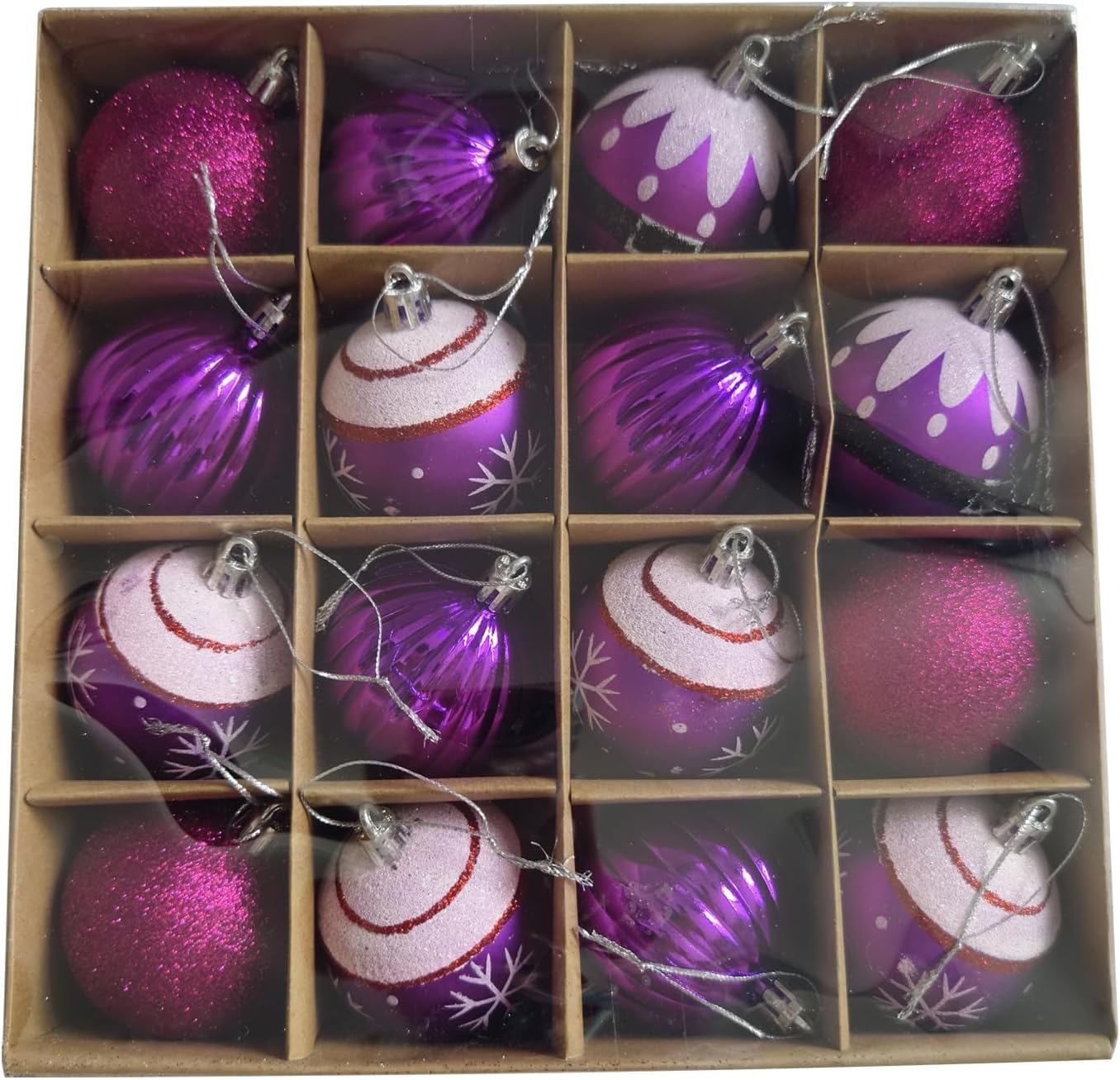 Hanging Christmas Ball Ornaments- Purple, 2.4" (16ct)